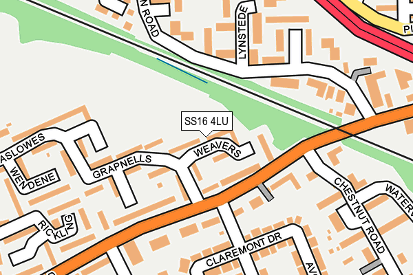 SS16 4LU map - OS OpenMap – Local (Ordnance Survey)