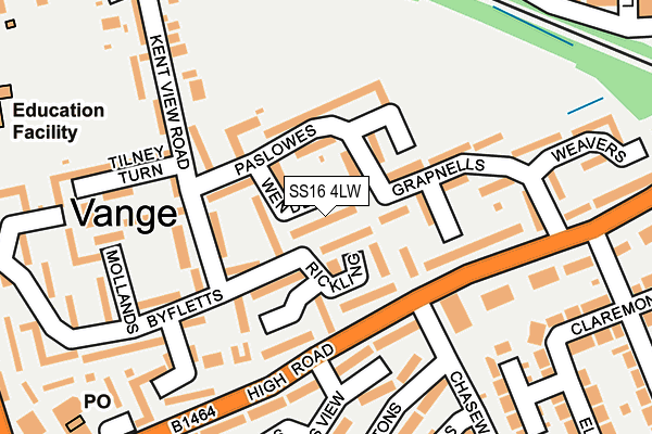 SS16 4LW map - OS OpenMap – Local (Ordnance Survey)