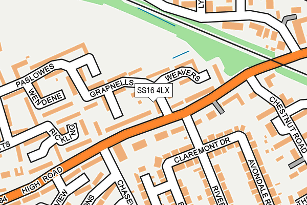 SS16 4LX map - OS OpenMap – Local (Ordnance Survey)