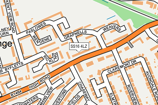 SS16 4LZ map - OS OpenMap – Local (Ordnance Survey)