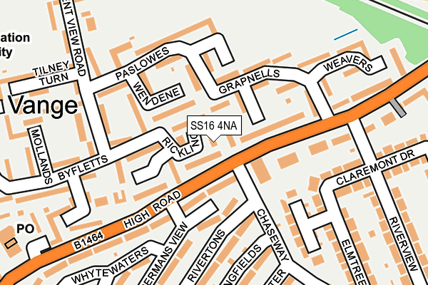 SS16 4NA map - OS OpenMap – Local (Ordnance Survey)