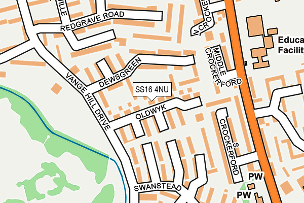 SS16 4NU map - OS OpenMap – Local (Ordnance Survey)