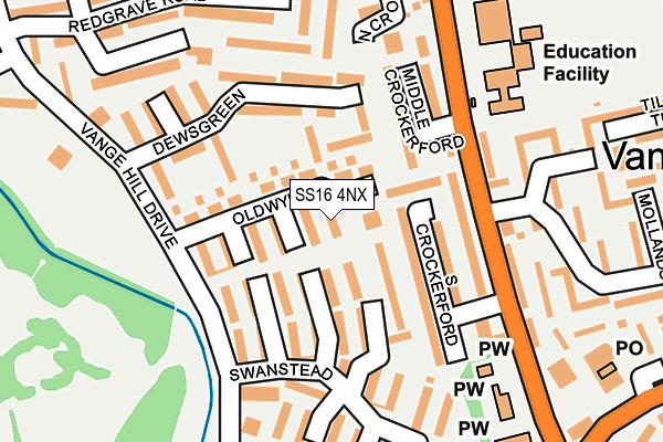 SS16 4NX map - OS OpenMap – Local (Ordnance Survey)