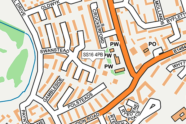 SS16 4PB map - OS OpenMap – Local (Ordnance Survey)