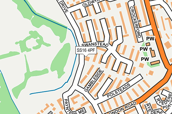 SS16 4PF map - OS OpenMap – Local (Ordnance Survey)