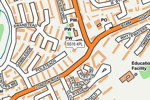 SS16 4PL map - OS OpenMap – Local (Ordnance Survey)