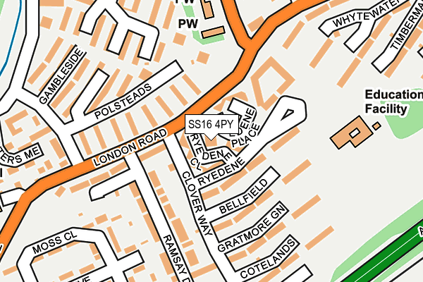 SS16 4PY map - OS OpenMap – Local (Ordnance Survey)