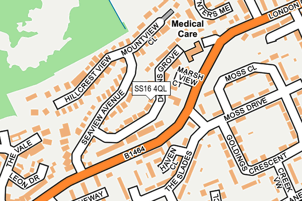 SS16 4QL map - OS OpenMap – Local (Ordnance Survey)