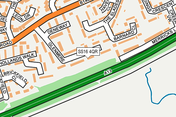 SS16 4QR map - OS OpenMap – Local (Ordnance Survey)