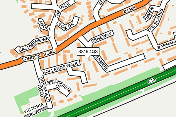SS16 4QS map - OS OpenMap – Local (Ordnance Survey)