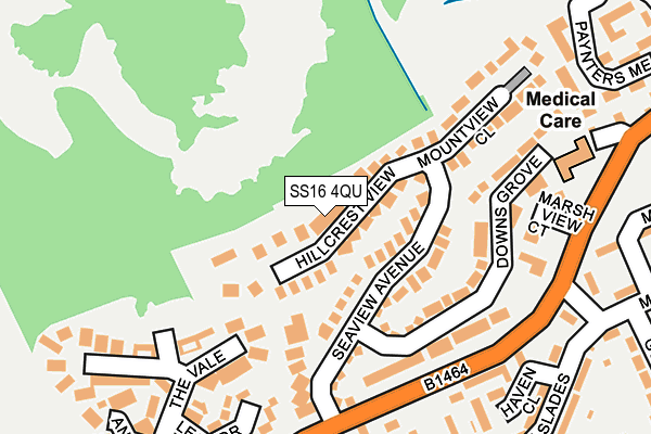 SS16 4QU map - OS OpenMap – Local (Ordnance Survey)