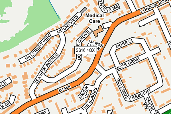 SS16 4QX map - OS OpenMap – Local (Ordnance Survey)