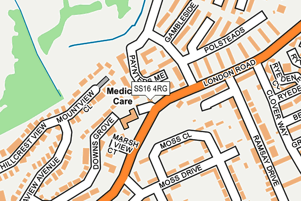 SS16 4RG map - OS OpenMap – Local (Ordnance Survey)