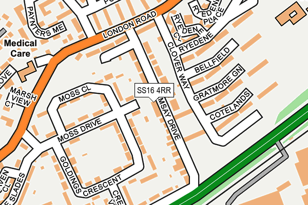 SS16 4RR map - OS OpenMap – Local (Ordnance Survey)