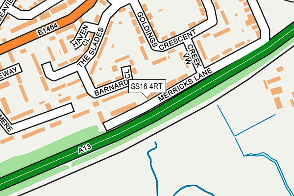 SS16 4RT map - OS OpenMap – Local (Ordnance Survey)