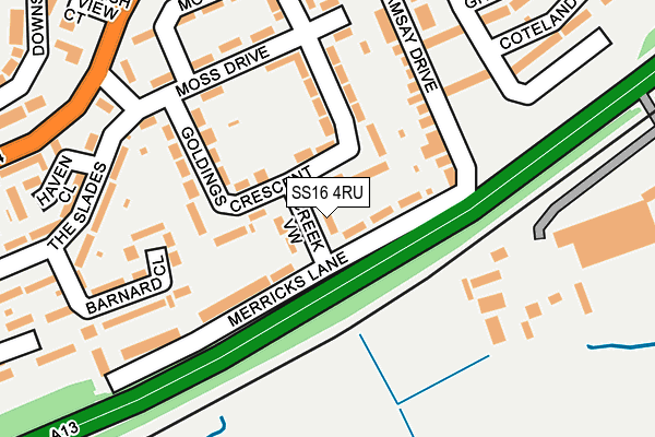 SS16 4RU map - OS OpenMap – Local (Ordnance Survey)