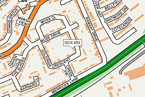 SS16 4RX map - OS OpenMap – Local (Ordnance Survey)