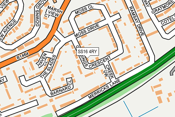 SS16 4RY map - OS OpenMap – Local (Ordnance Survey)