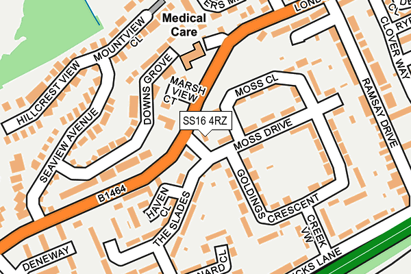 SS16 4RZ map - OS OpenMap – Local (Ordnance Survey)