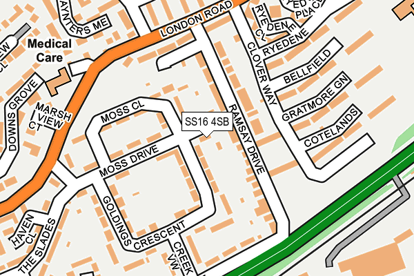SS16 4SB map - OS OpenMap – Local (Ordnance Survey)