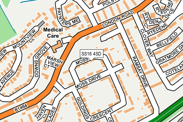 SS16 4SD map - OS OpenMap – Local (Ordnance Survey)