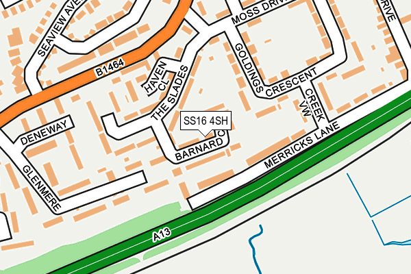 SS16 4SH map - OS OpenMap – Local (Ordnance Survey)
