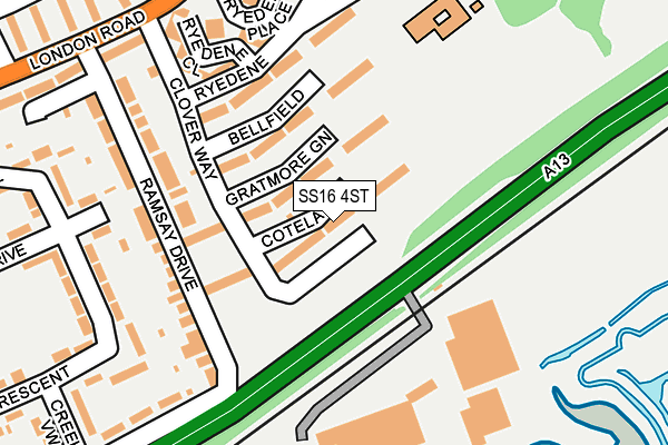 SS16 4ST map - OS OpenMap – Local (Ordnance Survey)