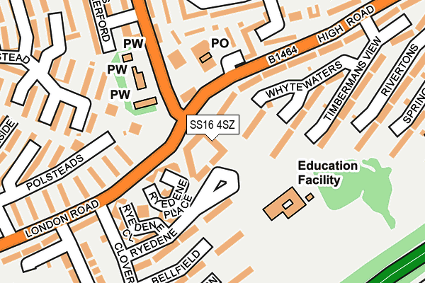 SS16 4SZ map - OS OpenMap – Local (Ordnance Survey)