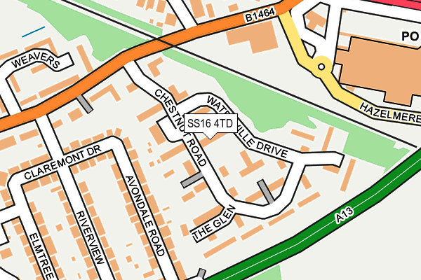 SS16 4TD map - OS OpenMap – Local (Ordnance Survey)