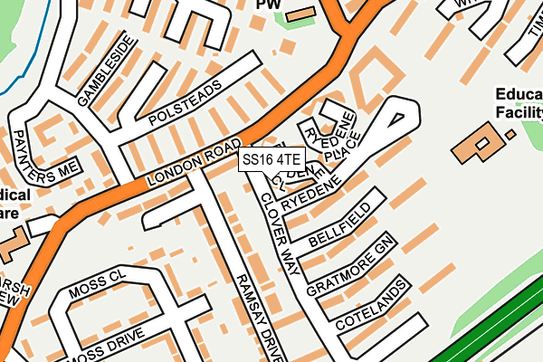 SS16 4TE map - OS OpenMap – Local (Ordnance Survey)