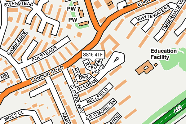 SS16 4TF map - OS OpenMap – Local (Ordnance Survey)