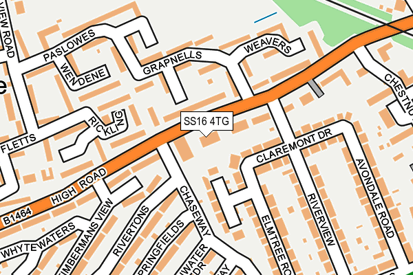 SS16 4TG map - OS OpenMap – Local (Ordnance Survey)