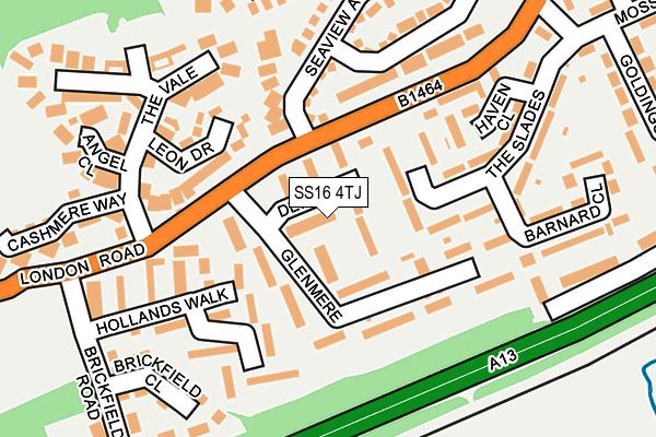 SS16 4TJ map - OS OpenMap – Local (Ordnance Survey)