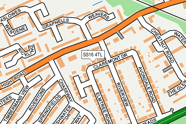 SS16 4TL map - OS OpenMap – Local (Ordnance Survey)