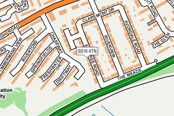 SS16 4TN map - OS OpenMap – Local (Ordnance Survey)