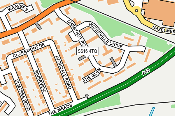 SS16 4TQ map - OS OpenMap – Local (Ordnance Survey)