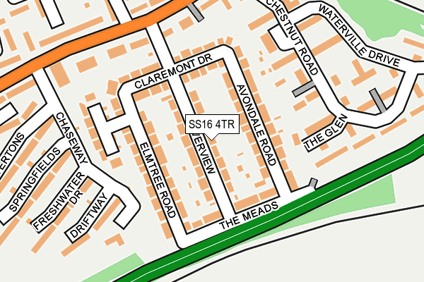 SS16 4TR map - OS OpenMap – Local (Ordnance Survey)