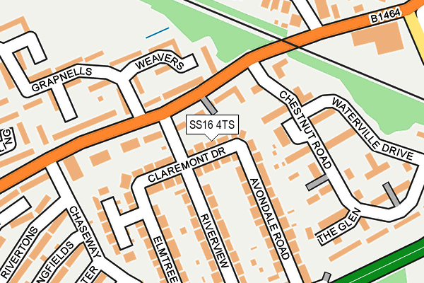 SS16 4TS map - OS OpenMap – Local (Ordnance Survey)