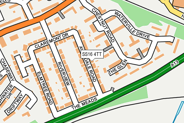 SS16 4TT map - OS OpenMap – Local (Ordnance Survey)