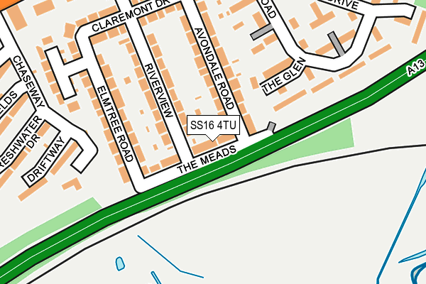 SS16 4TU map - OS OpenMap – Local (Ordnance Survey)