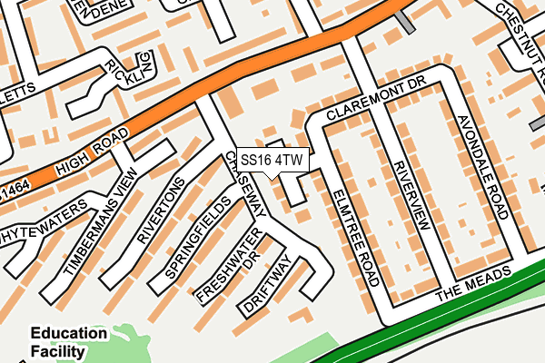 SS16 4TW map - OS OpenMap – Local (Ordnance Survey)