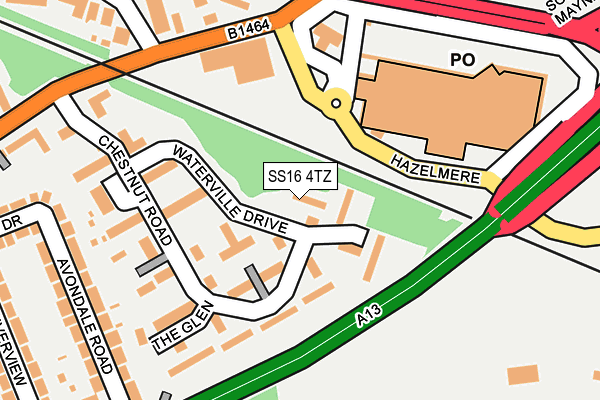 SS16 4TZ map - OS OpenMap – Local (Ordnance Survey)