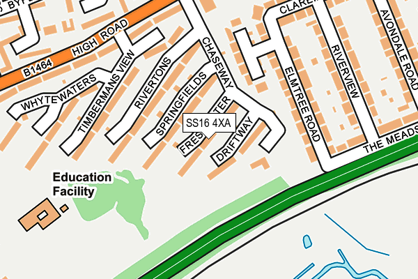 SS16 4XA map - OS OpenMap – Local (Ordnance Survey)