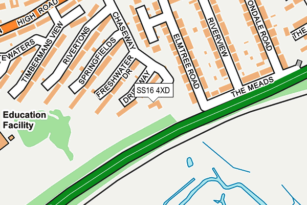 SS16 4XD map - OS OpenMap – Local (Ordnance Survey)