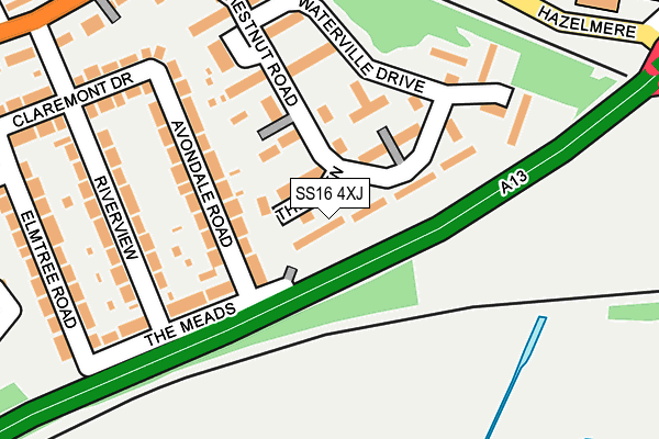 SS16 4XJ map - OS OpenMap – Local (Ordnance Survey)