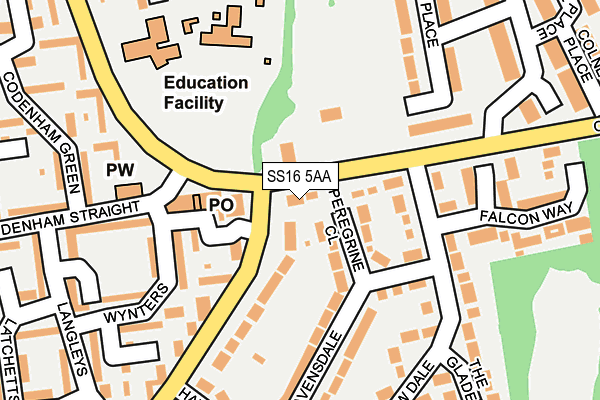 SS16 5AA map - OS OpenMap – Local (Ordnance Survey)