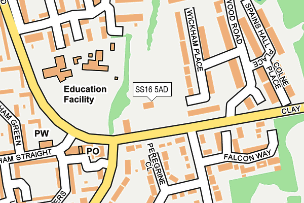 SS16 5AD map - OS OpenMap – Local (Ordnance Survey)