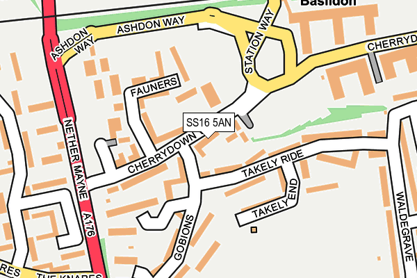 SS16 5AN map - OS OpenMap – Local (Ordnance Survey)