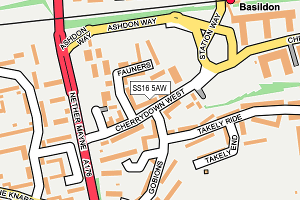 SS16 5AW map - OS OpenMap – Local (Ordnance Survey)