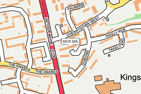 SS16 5AX map - OS OpenMap – Local (Ordnance Survey)